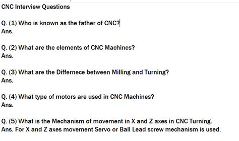 cnc machine test|cnc test questions and answers.